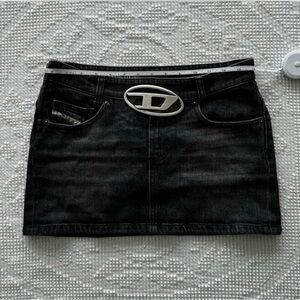 Diesel Black Mini Skirt with Belt Detail